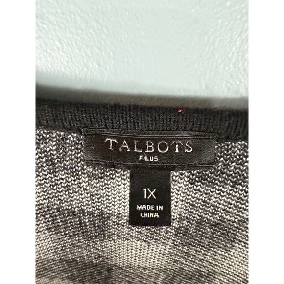 Talbots 1X Wool Blend Plaid Check Long Cardigan Sweater Coat Black White Soft - Picture 4 of 7